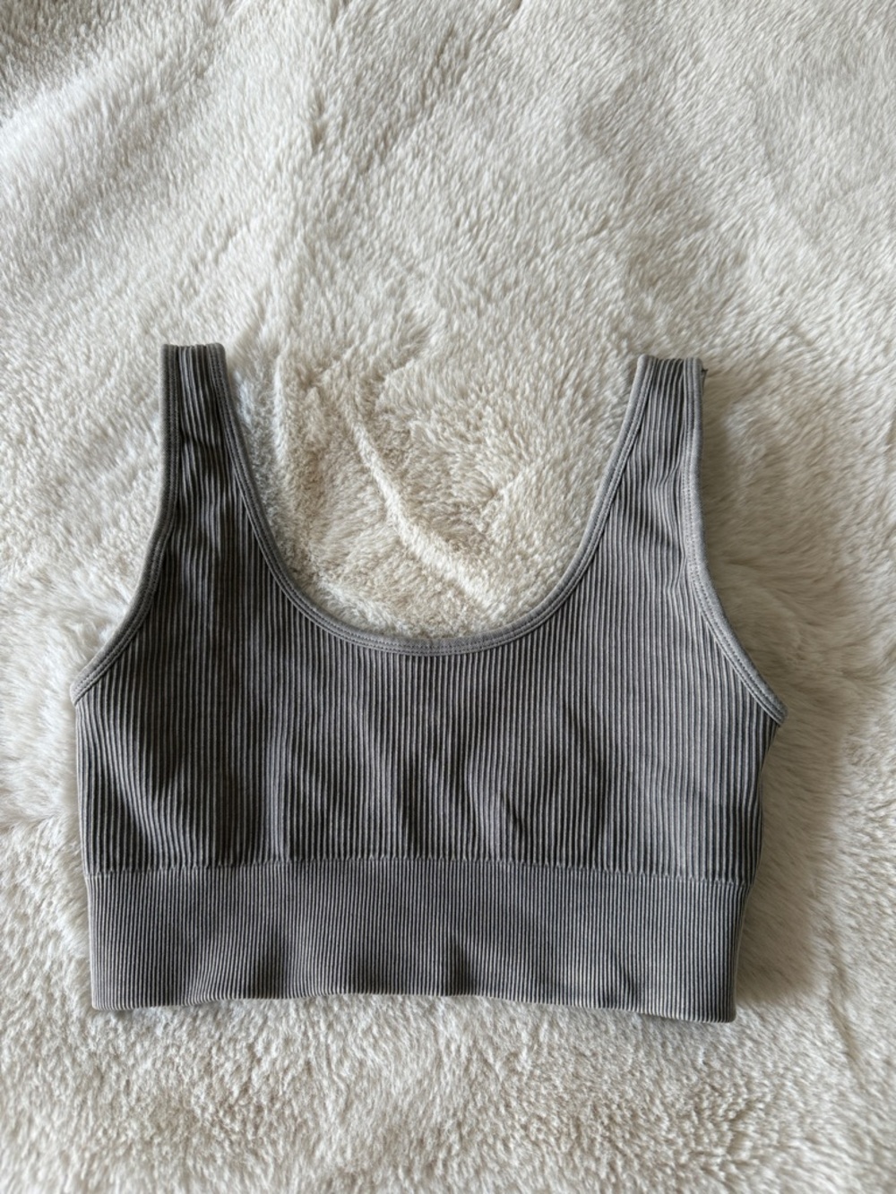YoungLA Ribbed Scoop Tank Bralette — Gray